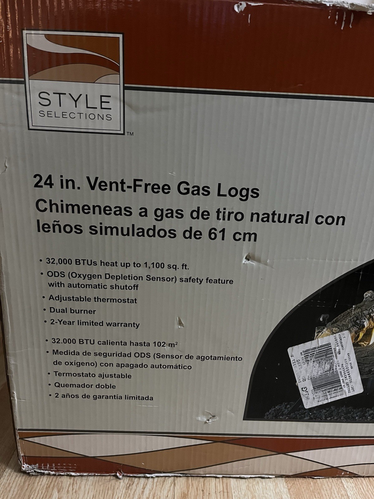 24” Vent-Free Dual Fuel Gas Fireplace Logs Open Box Style Selection