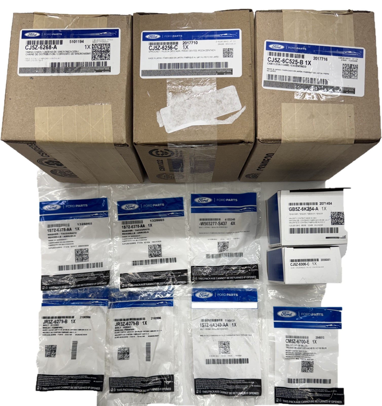 OEM NEW Ford 2.0L, 2.3L Ecoboost Timing Chain, Phasers, Guides, Tensioner KIT