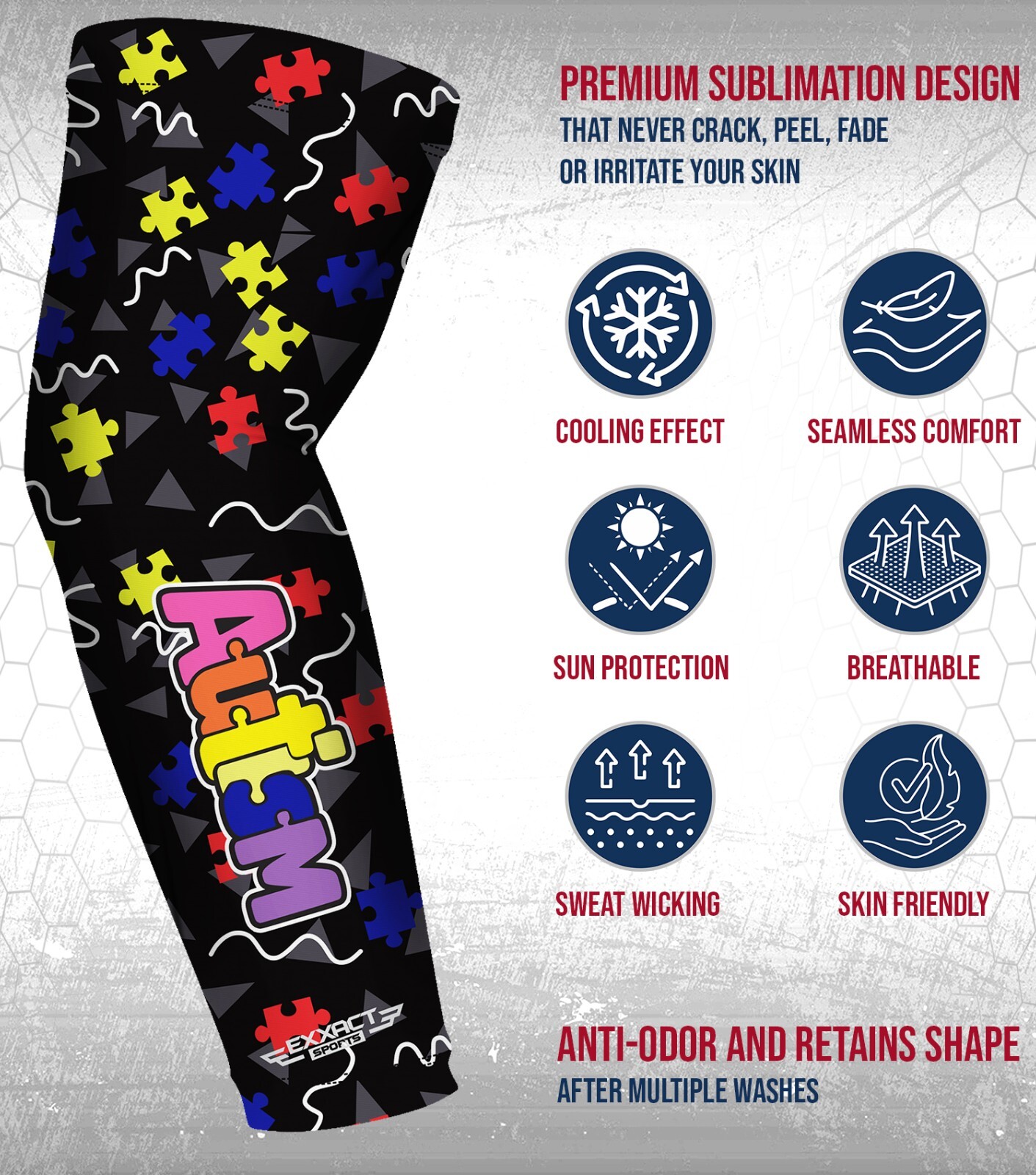 Exxact Sports 1 Pair Compression Arm Sleeves for Men Women, Breathable Baseball