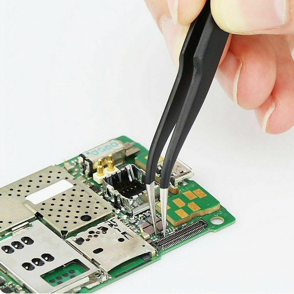 10Pcs ESD Precision Tweezers Set Stainless Steel Tool for Electronics Repair