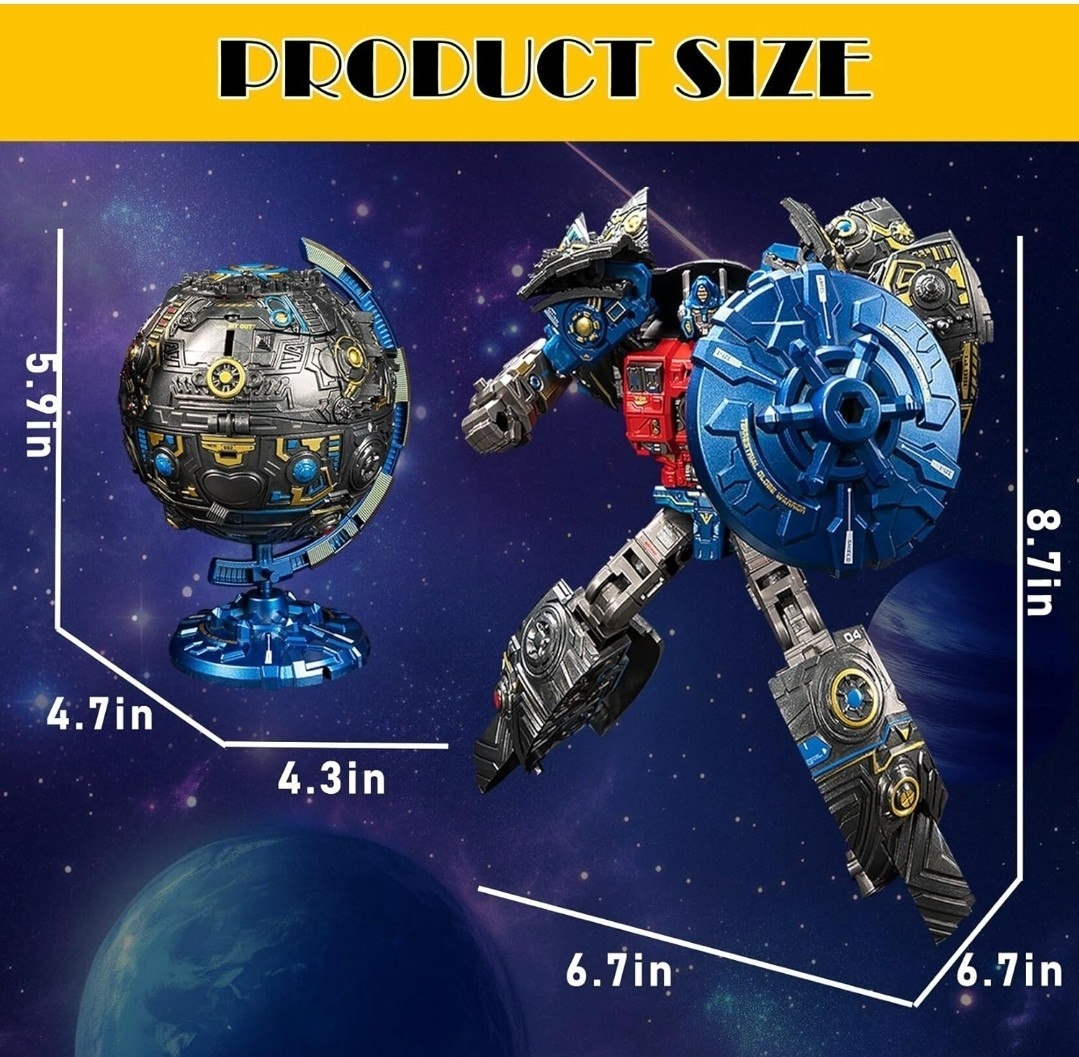 Globe Transforming Toy, 2 in 1 Transform into Robot Action Figure, DIY Transf...