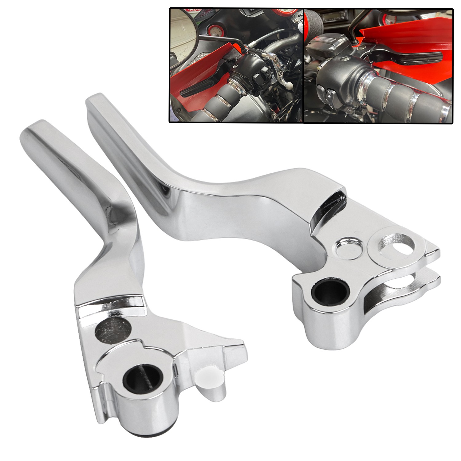 Chrome Shorty Brake Clutch Levers For Harley Softail Dyna Road King EFI FLHRI