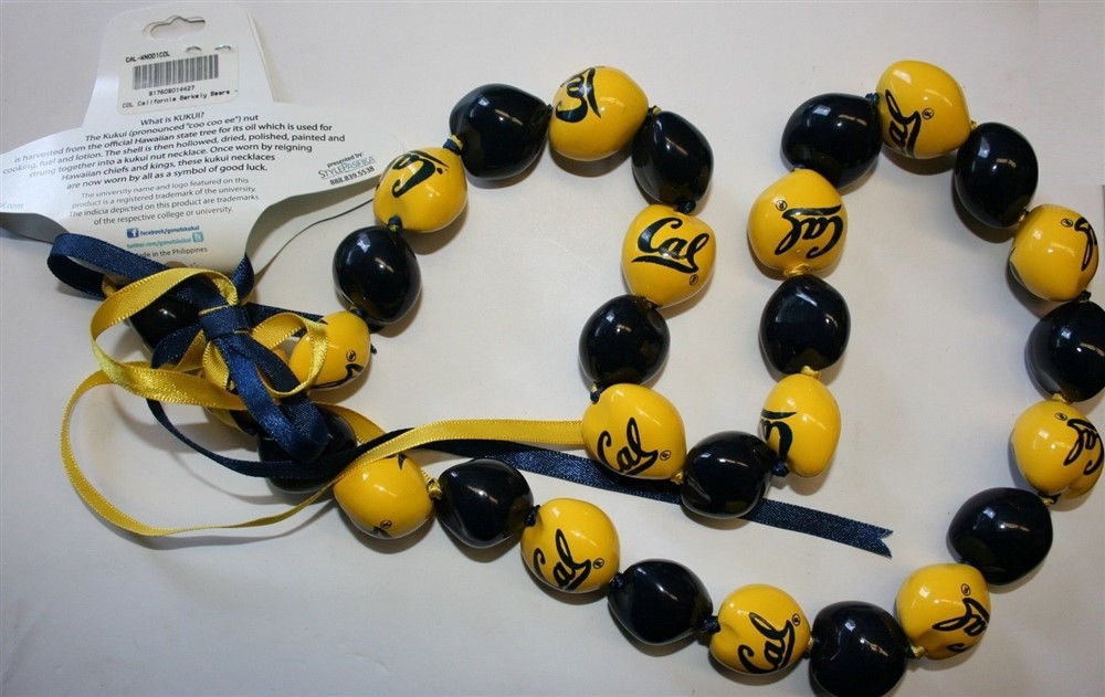 Col California Berkely Bears Go Nuts Kukui Lei Necklace 30 Beads Original Cal