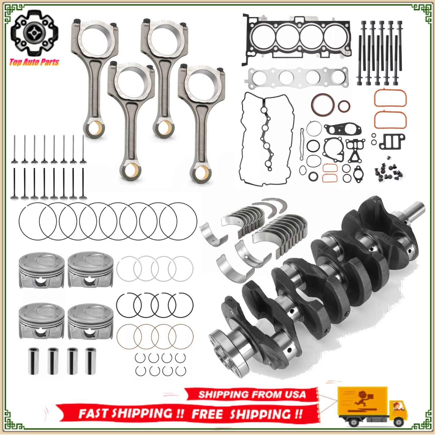 G4KJ For 11-20 Hyundai Kia 2.4L Engine Rebuild Overhaul Kit Crankshaft Con Rods