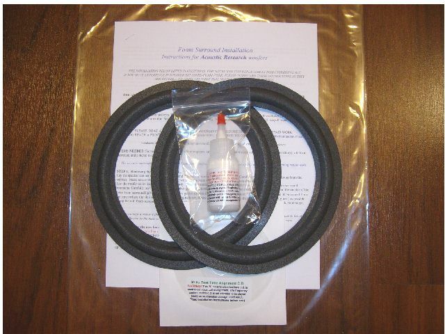 Acoustic Research AR18, AR18S,TSW210,18, 90, Foam Surround Speaker Repair 8" Kit