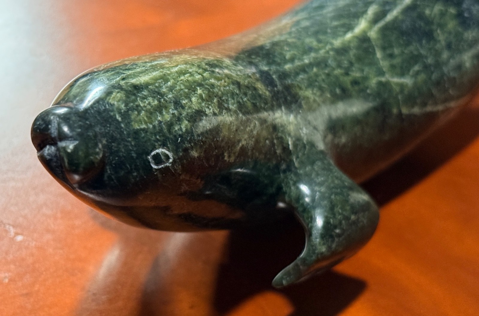 Inuit Serpentine Seal (Otter?) 11" - Signed Ning Ashoona, Beautiful