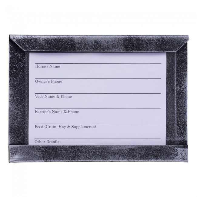 Tough 1 hammered metal finish black/silver stall card holder horse tack equine