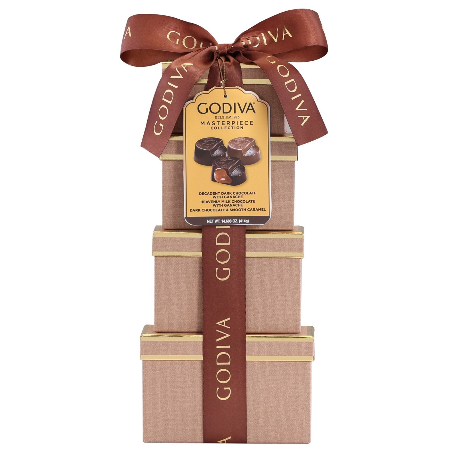 Godiva Belgium Masterpiece Collection Chocolates 4 Box Tower 14.6 oz