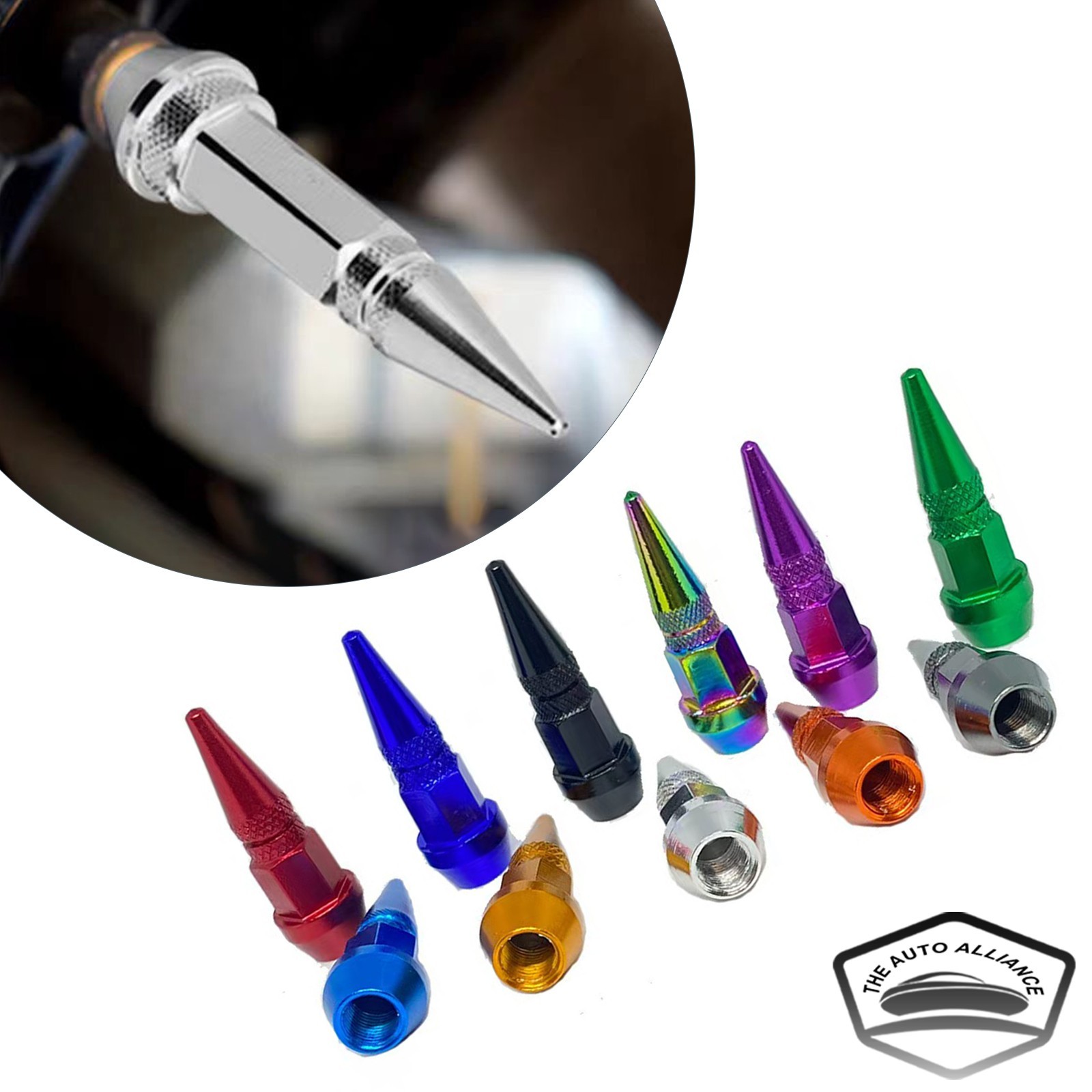 4PCS Spike Bullet Valve Stem Caps Cover Tire Wheel Metal Aluminum Pointed