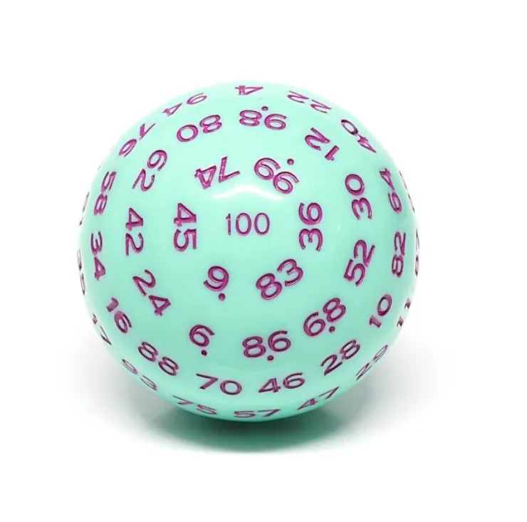 Galactic Dice Premium D100 Dice - Mint Rose (Purple Ink)