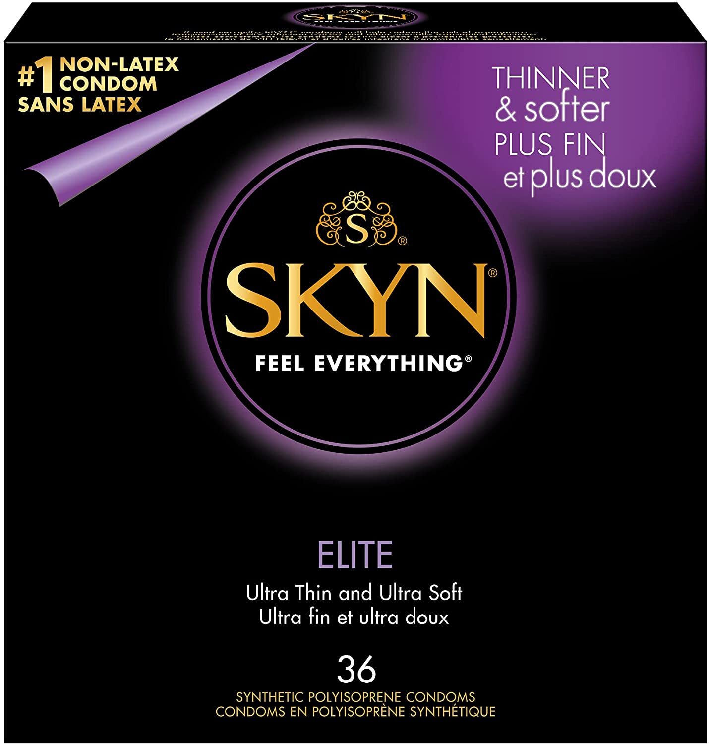 SKYN Elite Non-Latex Lubricated Condoms, 36 Count,10 count