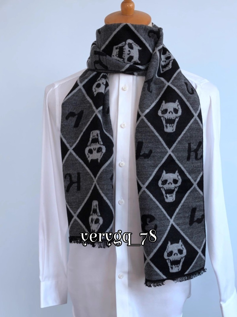 JoJo's Bizarre Adventure Kira Yoshikage Velvet Scarf Black Skull Warm Scarf Gift