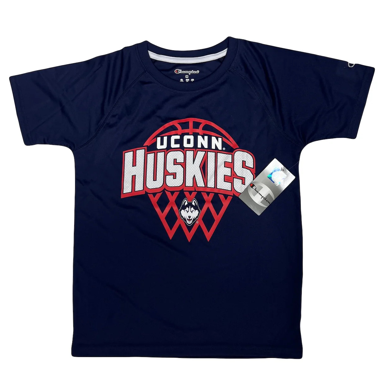 UConn Huskies Youth Blue Polyester T-Shirt by Champion - Sizes SM-XL