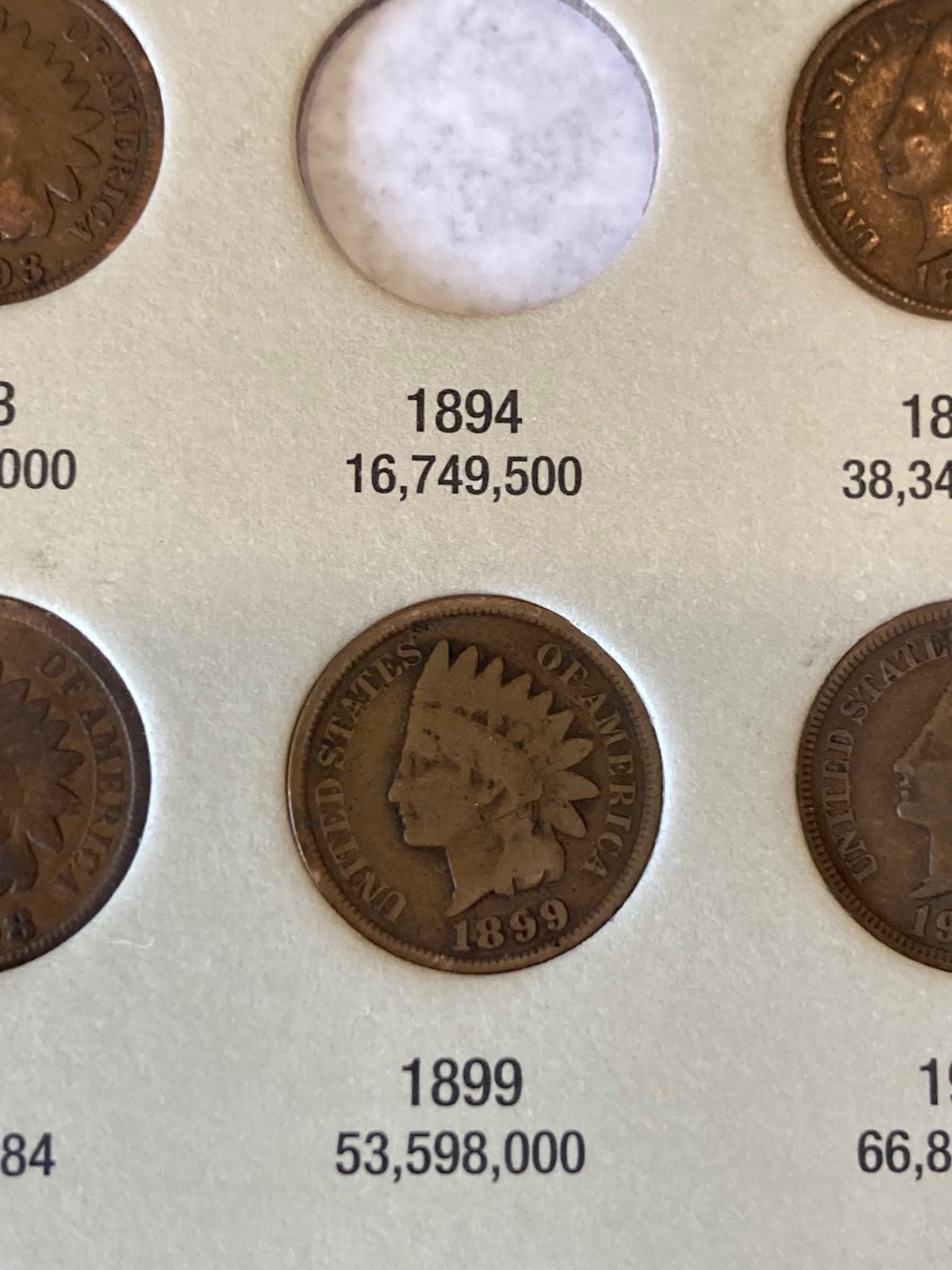 INDIAN CENT starter set in new folder, 20 different dates, nice decent coins