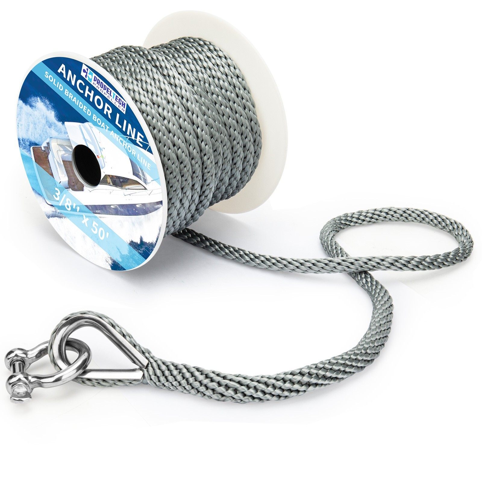 Anchor Rope Braided Anchor Line 3/8Inch 50 FT Premium Solid Braid MFP Boat Rop