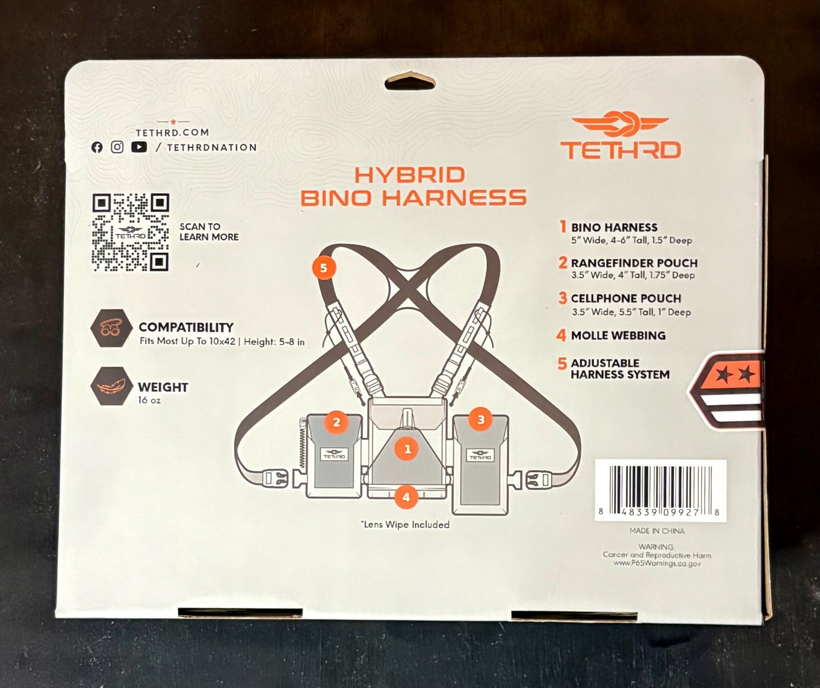 Tethrd Hybrid Binocular Harness Chest Pack New