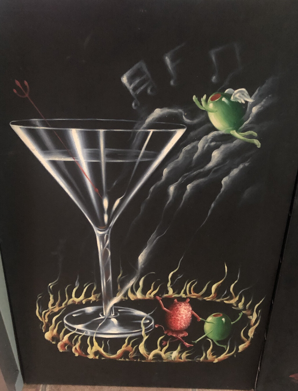Lot of four original paintings! Martini Themed. Would Go Great In A Bar!