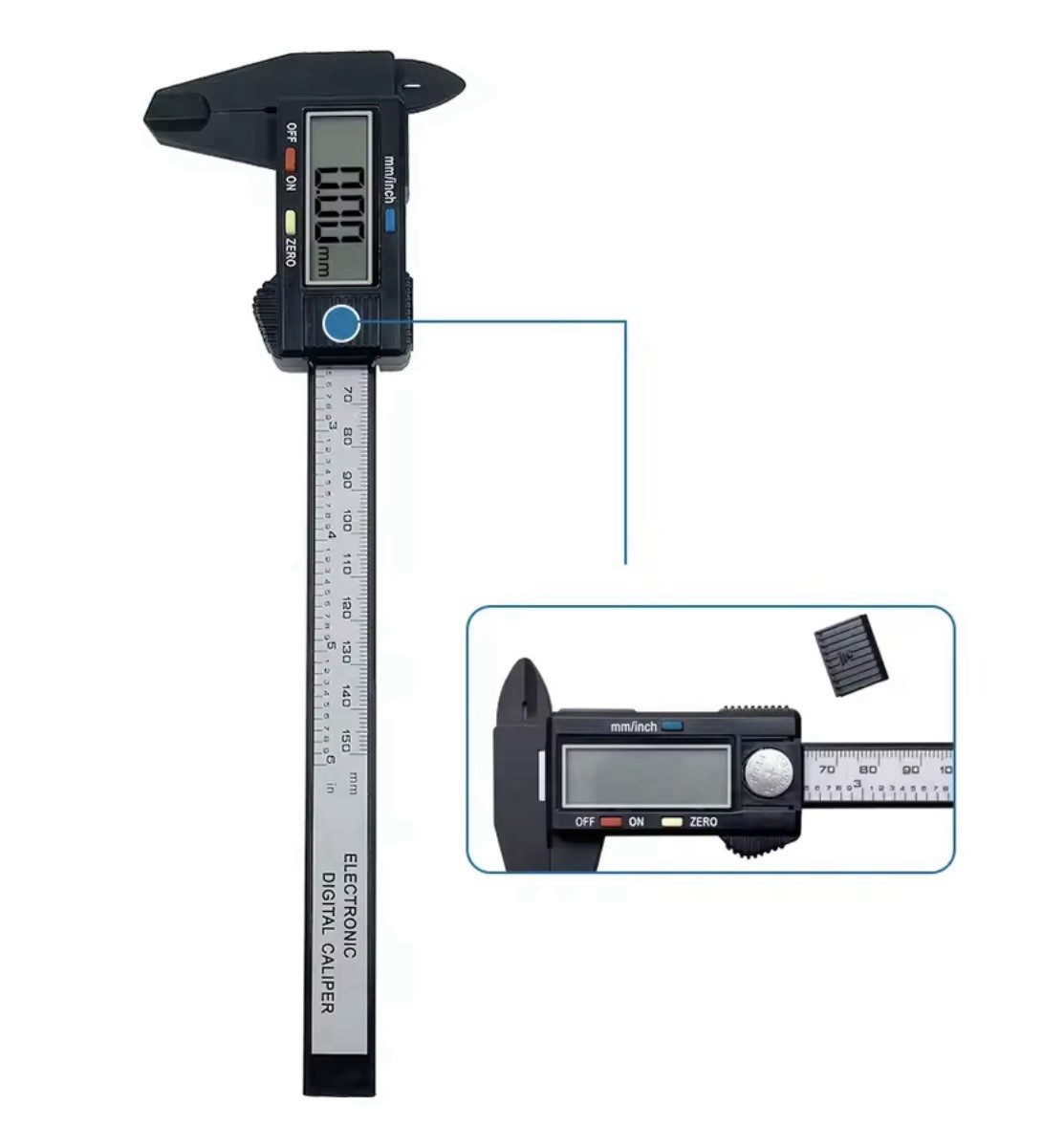 6" 150mm Carbon Fiber Electronic Digital Vernier Caliper Micrometer Gauge LCD