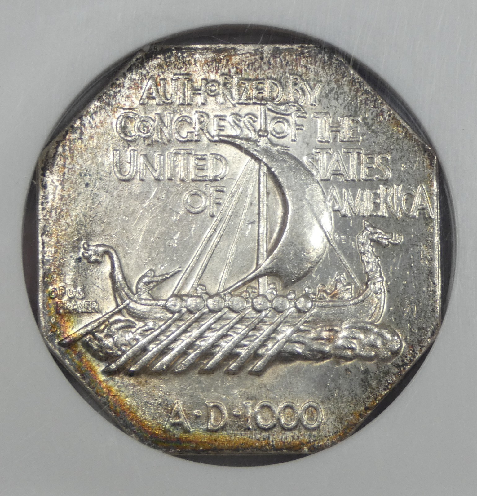 1925 Norse American Silver Commemorative Medal Thin Silver CAC & NGC MS 64