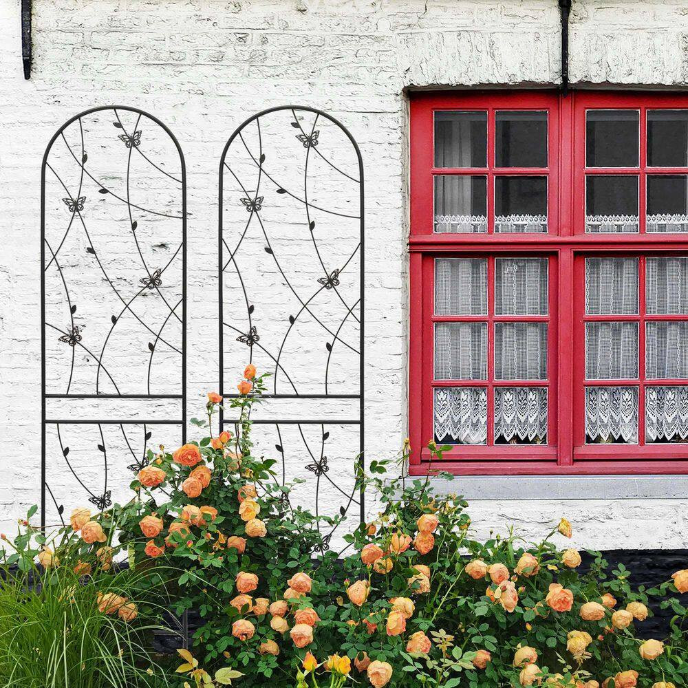 86.7 In. X 19.7 In. Metal Garden Trellis Rustproof Trellis Butterfly Decor for C