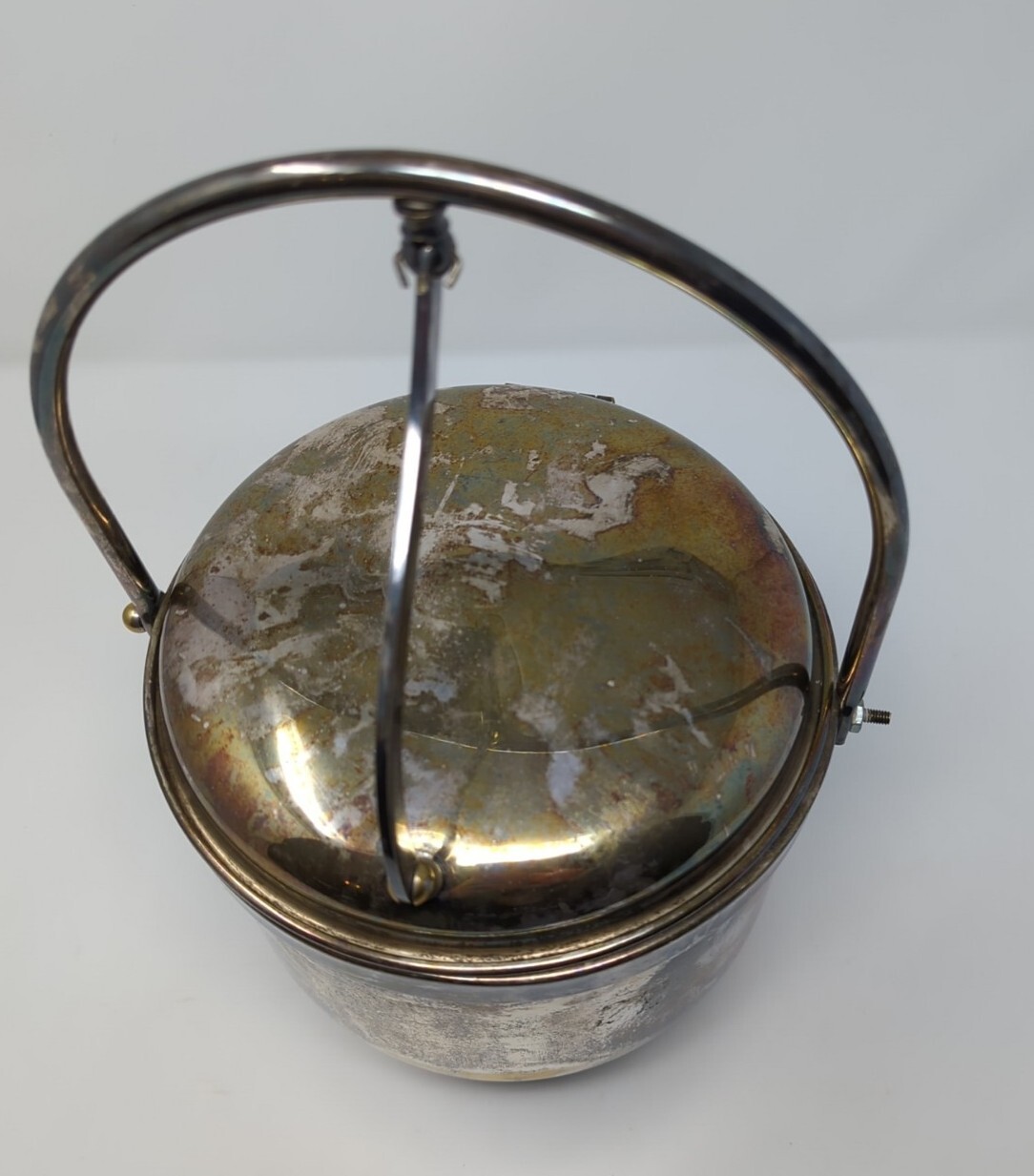 Vintage Silverplate W&S Blackinton Ice Bucket w/ Hinged Lid Glassed Lined #405