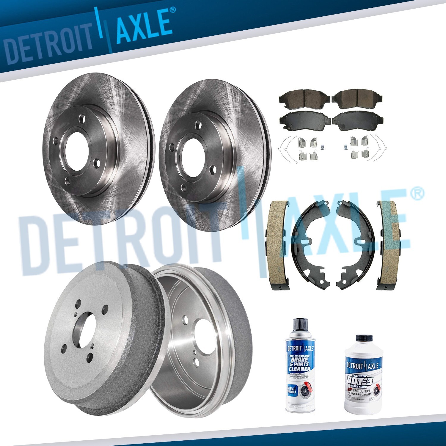 Front Brake Rotors Pad & Rear Drums Shoes for 1993-1997 GEO Prizm Toyota Corolla