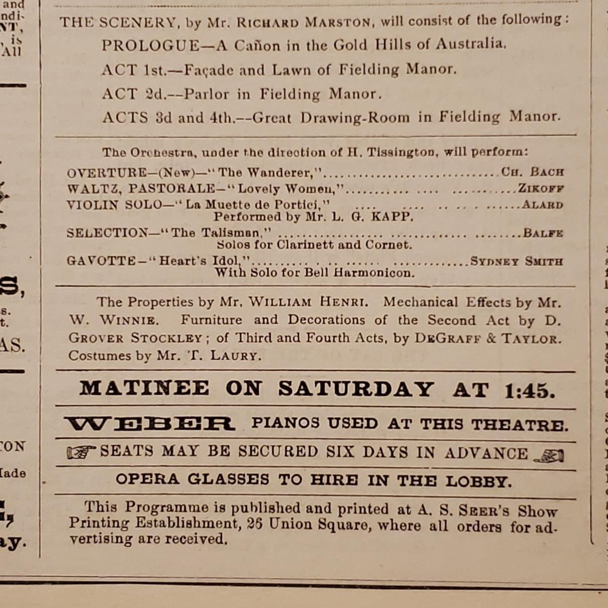 5174----1880 Union Square Theatre NYC program or broadside