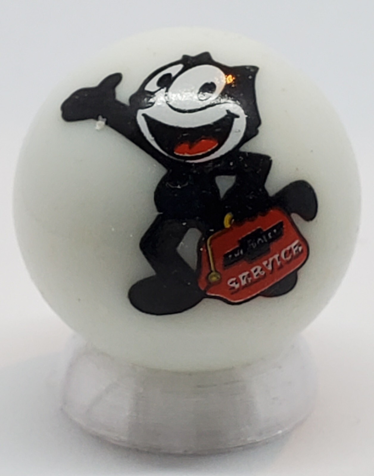 Felix the Cat Chevy 1" Glass Logo Marble w/ Stand