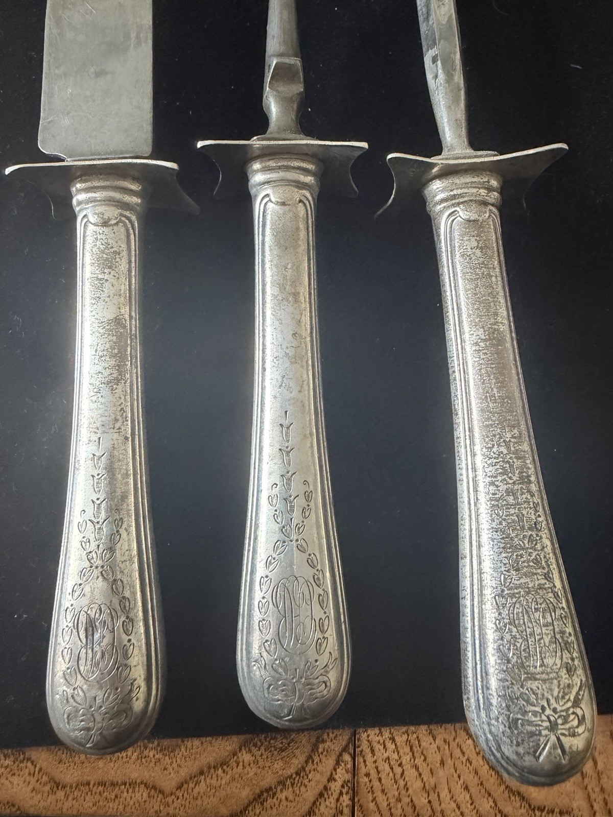 Sterling Silver Carving Knife Fork And Honer Antique Victorian Sandringham ?