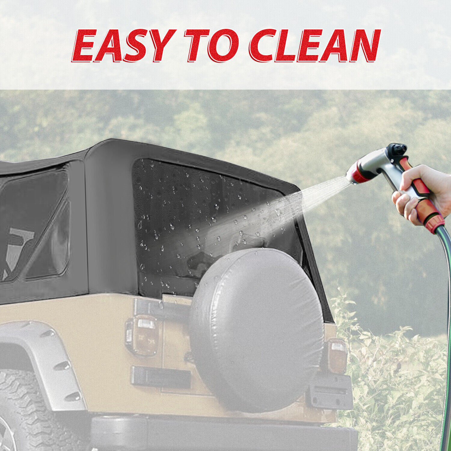 Kojem For 97-06 Jeep Wrangler TJ Soft top Sailcloth Replacement w/Tinted Windows