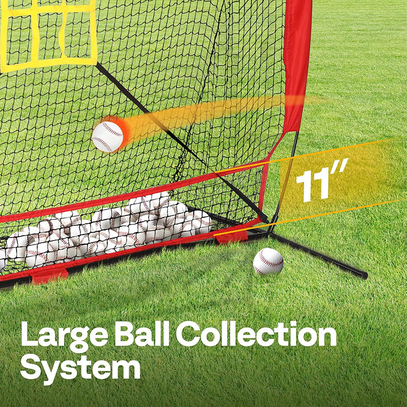 7x7ft Baseball Softball Practice Net with 2 Strike Zone Batting Tee & Carry Bag