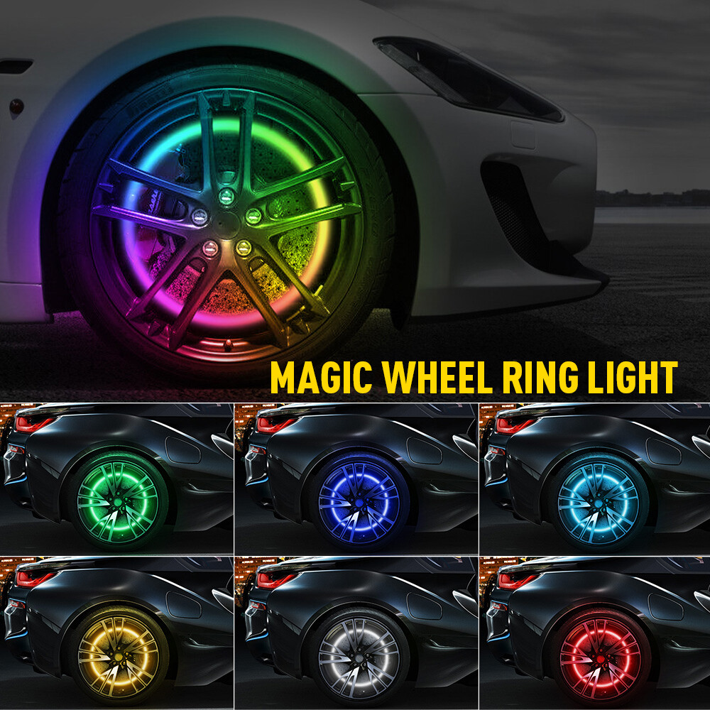 4x 17.5" Brightest QUAD ROW Multi-color RGB LED Car Truck Wheel Rings Rim Lights