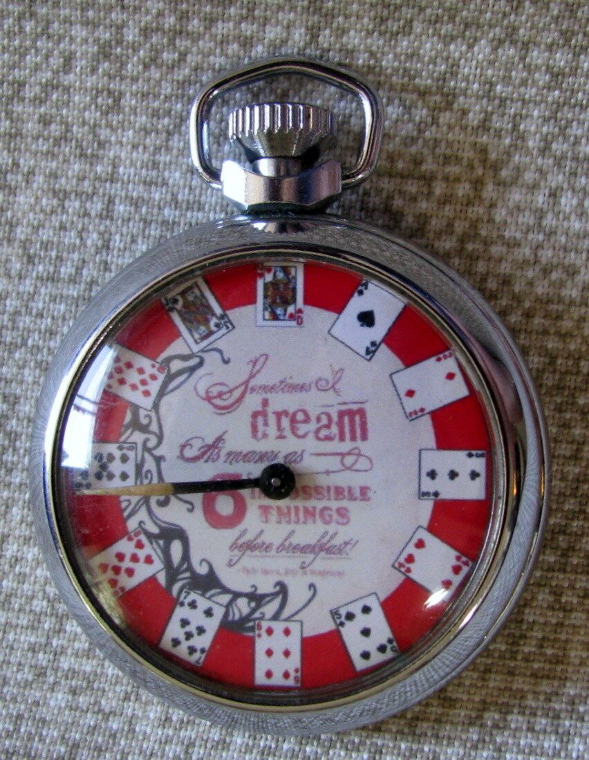 FINE VINTAGE GAMBLING WATCH STYLE 12 CARDS IN 4 SUITS POCKET MECHANICAL DEVICE