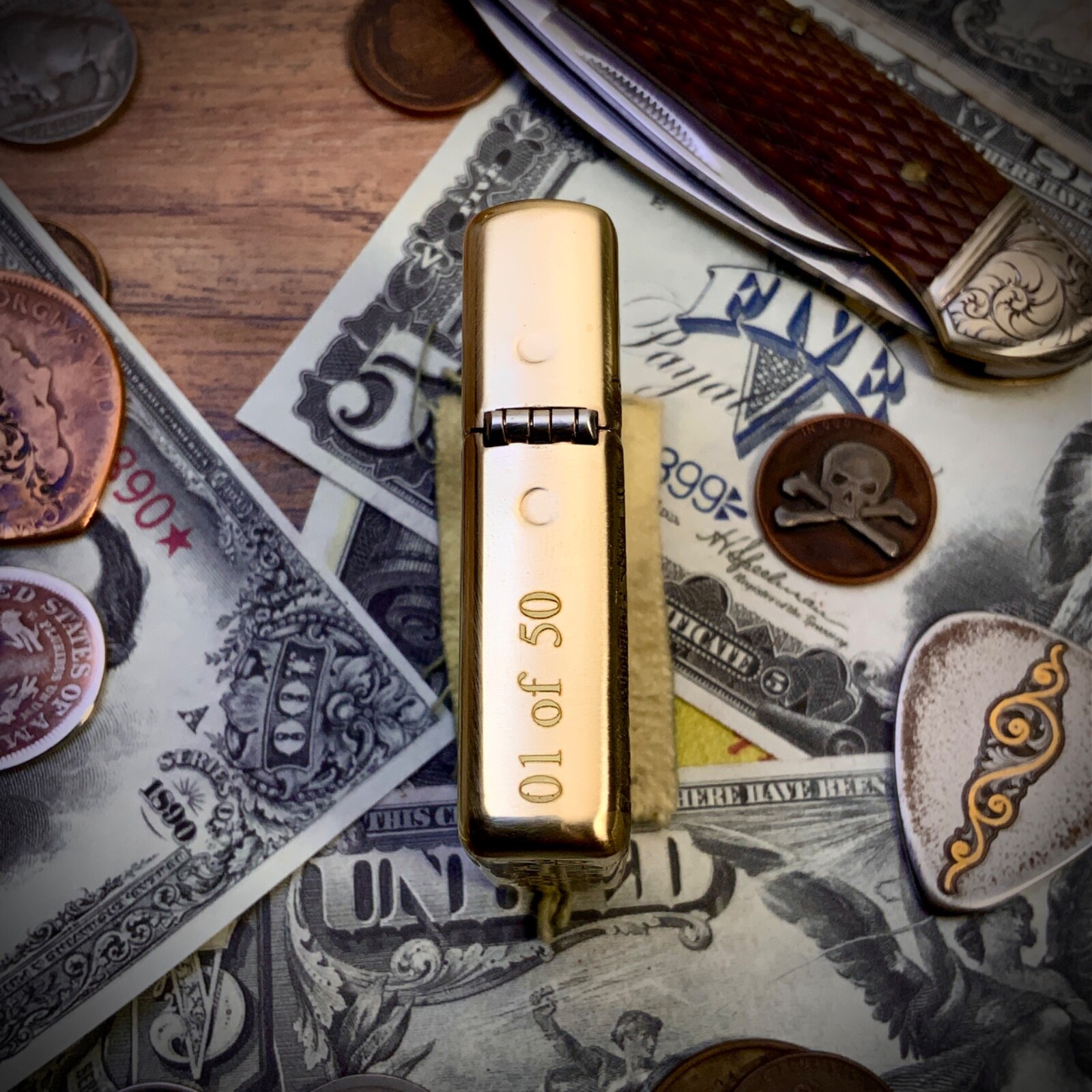 Zippo “Rolling Stones” Themed Engraved Brass Armor Lighter Limited Edition of 50