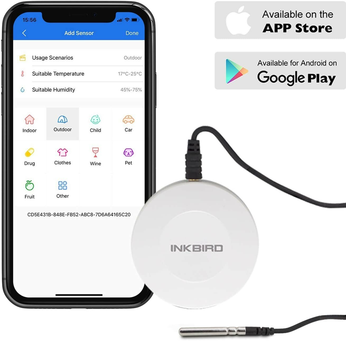 Inkbird IBS-TH1 Thermometer Hygrometer Wireless Temperature Recorder Bluetooth