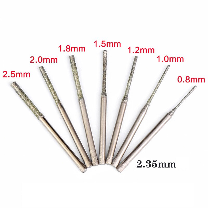 0.8-2.5mm Diamond Coated Tipped Drill Bits for Tile Jewellery Glass 2.35mm Shank