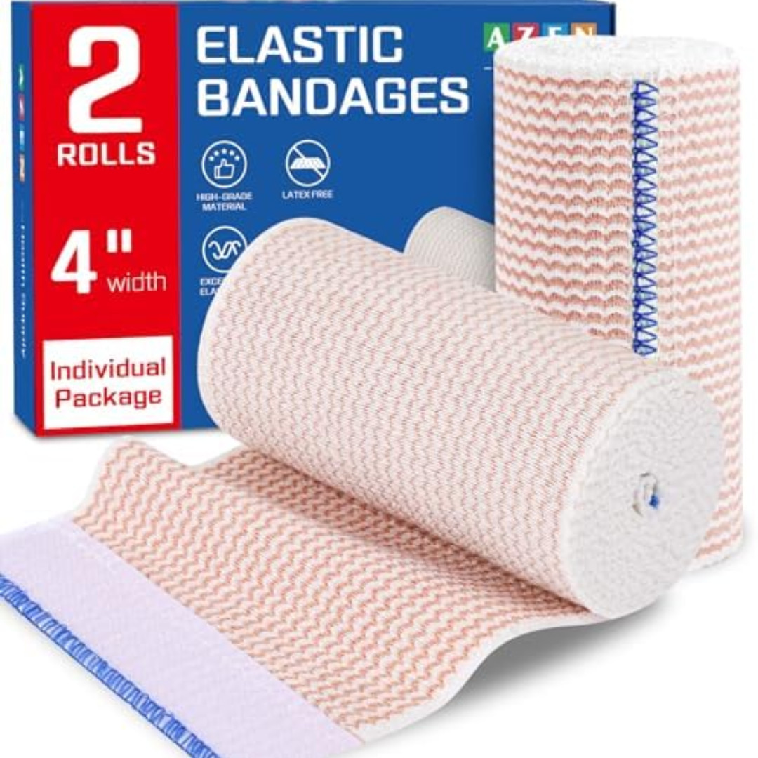Premium Elastic Bandage Wrap 4 Inch, Compression Wrap Bandage for Legs, L