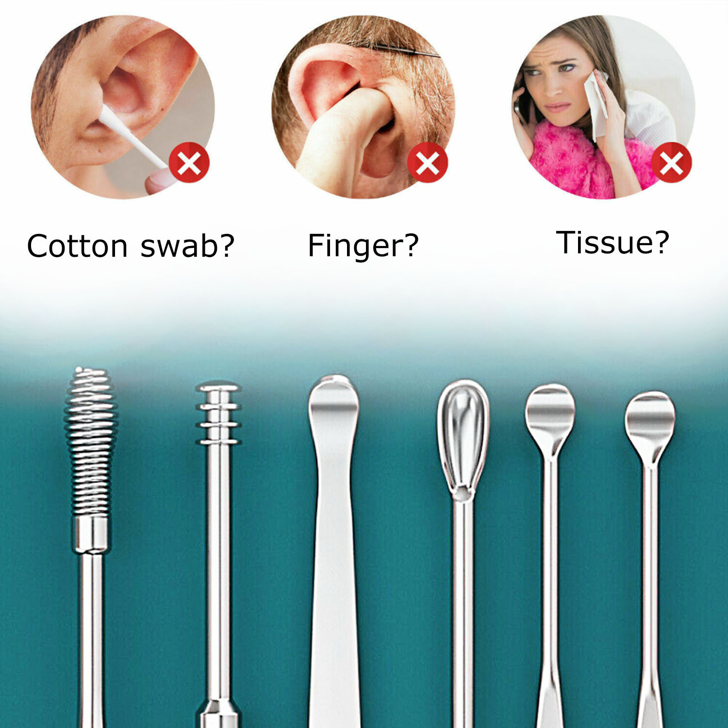 7 PCS Innovative Spring Ear Wax Cleaner Tool Set Ear Pick Ear Wax Removal Kit US