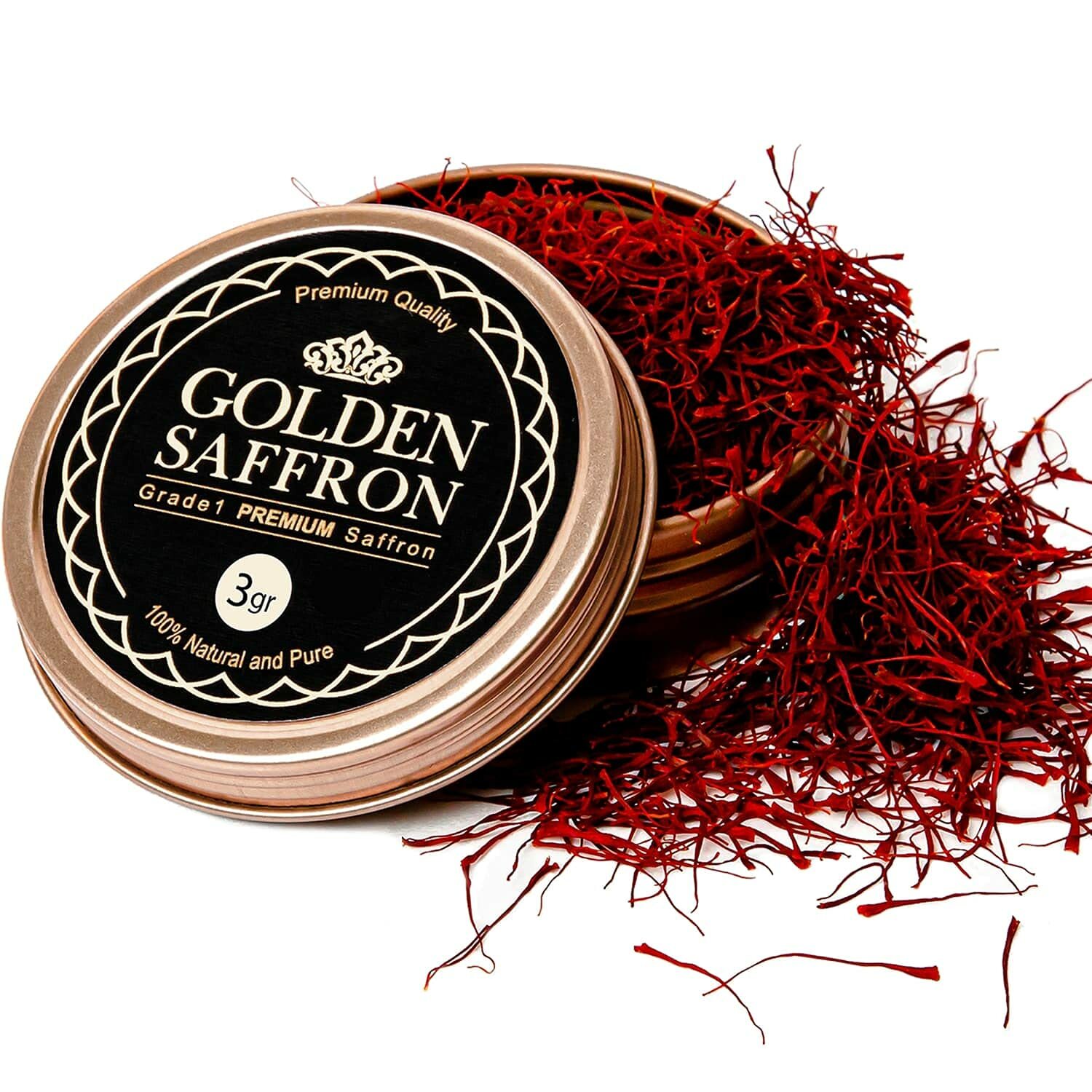 Golden Saffron, Finest Pure Premium All Red Saffron Threads, Grade A+