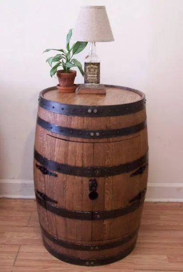 Whiskey Barrel Double Door Cabinet-Table-Storage c/Padlock-FREE SHIPPING