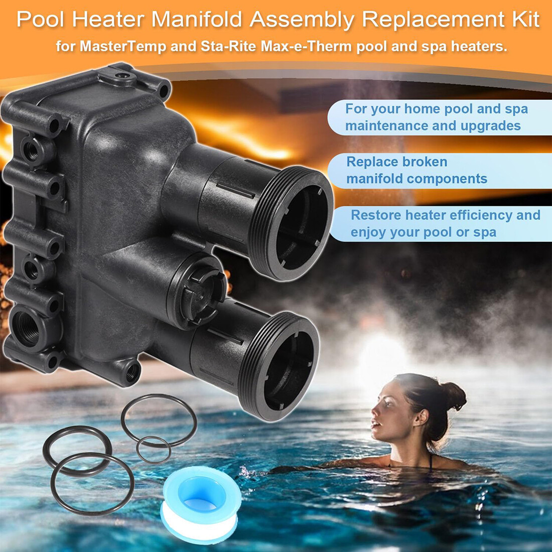 77707-0206 Pool Heater Manifold Body for Pentair MasterTemp,Sta-Rite Max-e-Therm