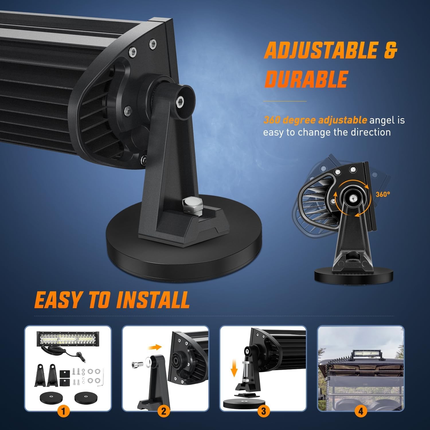 Nilight LED Light Bar 13.5 Inch Cigarette Lighter Wiring Strong Magnetic Base