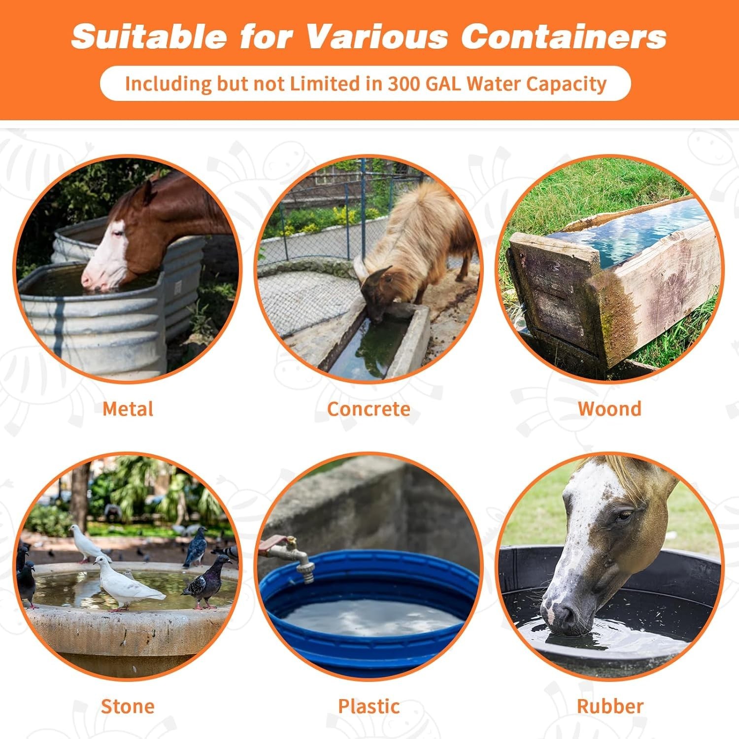 500W Horse Water Heater, Thermostatic Cattle Water Trough Heater for Large Capac