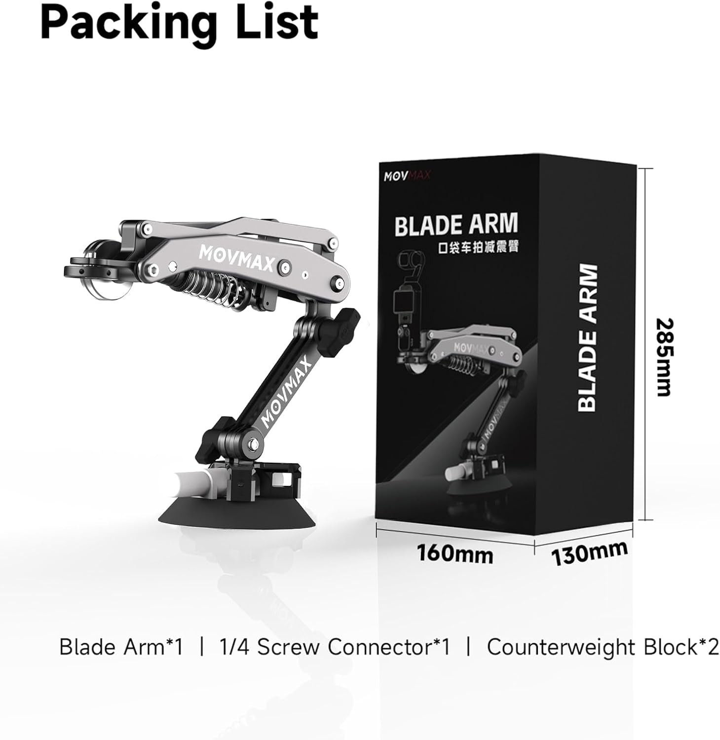 Movmax Blade Arm for DJI Pocket 3, Insta 360, and GoPro Hero 12 Cameras with N2