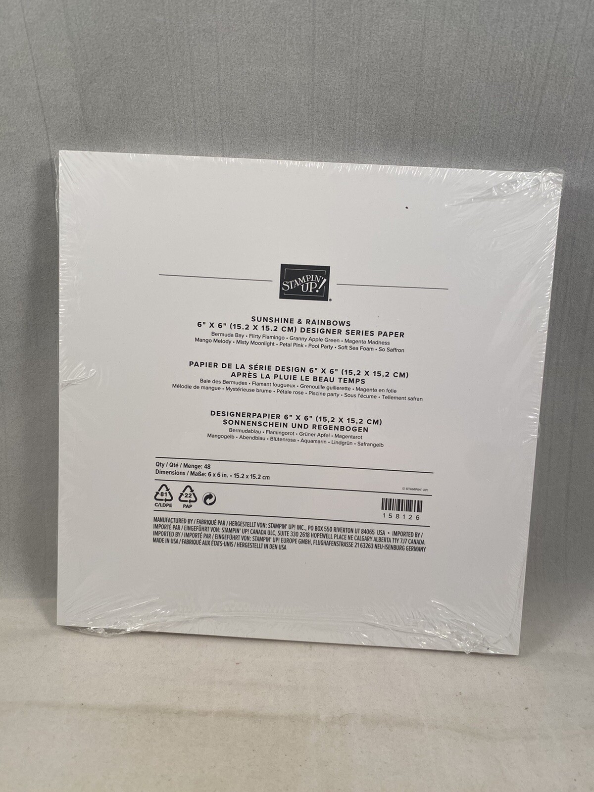 SUNSHINE & RAINBOWS Designer Series Paper DSP Stampin Up Full Pack 48 Sheets 6x6