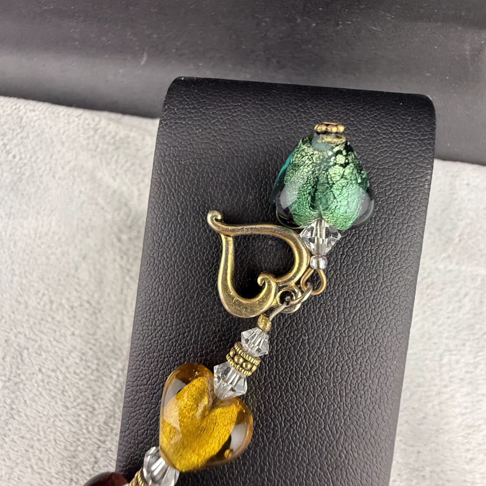 Vintage Lampwork Bracelet Beaded Heart 7”