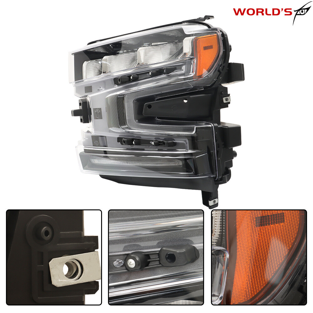 For 2019-2021 Chevy Silverado1500 LH&RH Headlights Assembly LED W/Halogen Signal