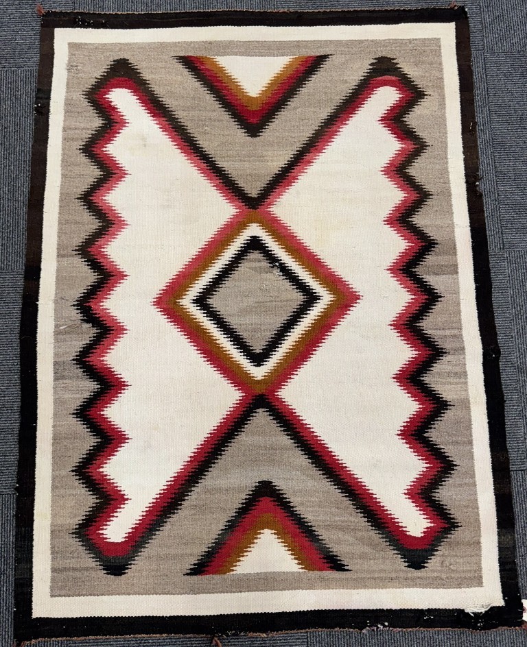Antique Navajo Textiles Rug ca. 1920's  Size 57" L x 41.5" W  Hand Woven