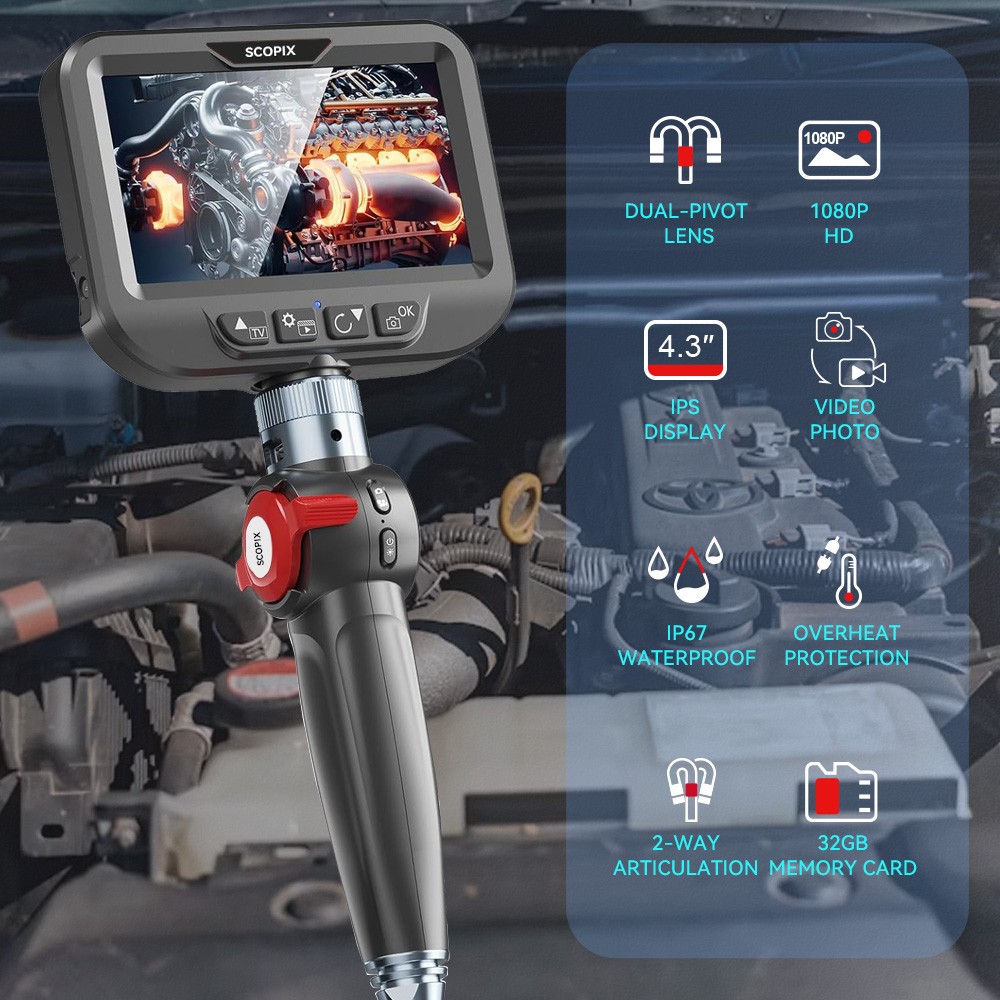 SALE! Ralcam Two-Way 210° Inspection Borescope Endoscope Camera 3.3ft Semi Rigid