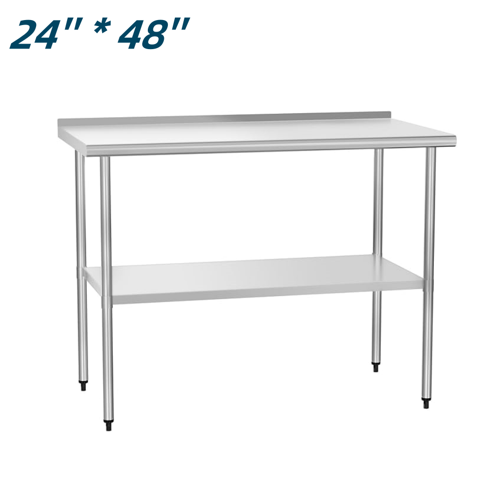 Stainless Steel Commercial Kitchen Food For Prep Table Work with Backsplash NSF